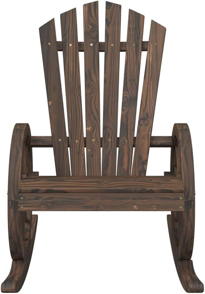 Garden Adirondack Chair Burnt Wood Color Solid Fir Wood Standard Dining Chairs Sun Chairs for Terrace Balcony