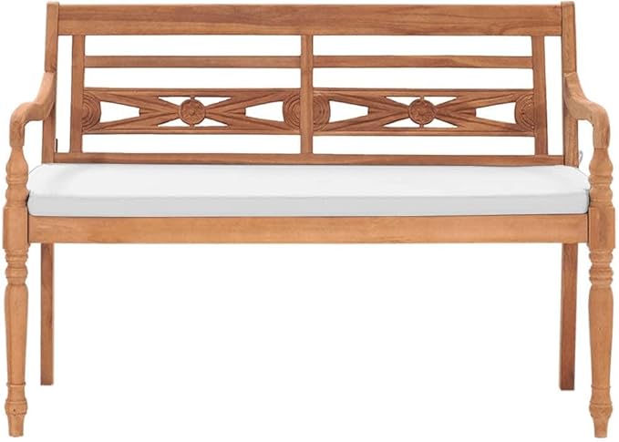 Solid Teak Wood Outdoor Bench with Cushions - Photo 3