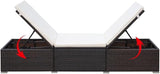Oversized PE Rattan Sunlounger 23.6x76.8x12.2 in Brown Cream, Adjustable Backrest, Removable Cushion - Photo 6