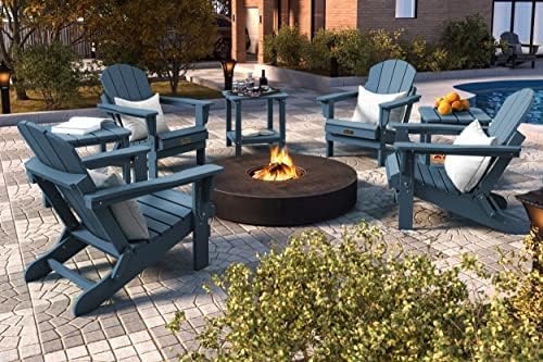 SERWALL Foldable Adirondack Chair Set of 4 for Patio Garden Outdoors Fire Pit-Ocean Blue
