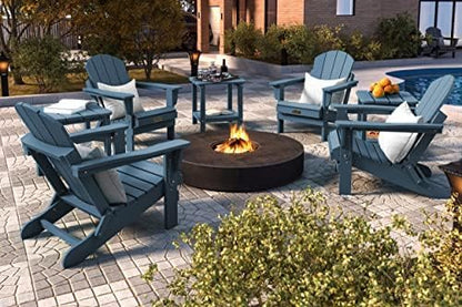 SERWALL Foldable Adirondack Chair Set of 2 for Patio Garden Outdoors Fire Pit-Blue
