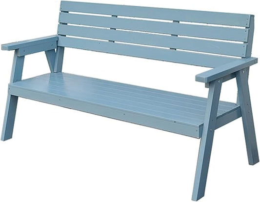 Outdoor Garden Bench, Patio Bench, Park Wooden Bench with Sturdy Backrest Armrests, for Lawn, Balcony, Yard, Bench Chair with Slatted Design(Light Blue)