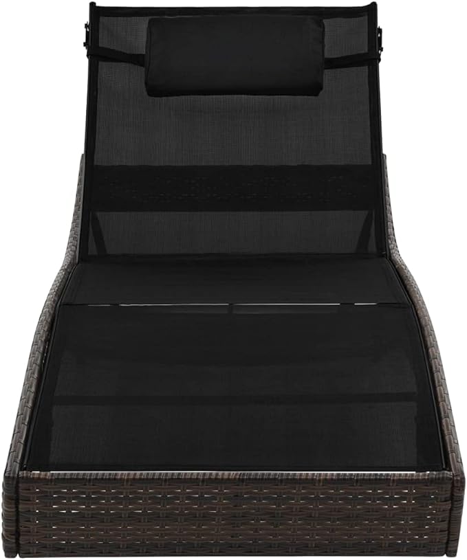 Poly Rattan Outdoor Chaise Lounge Set with Adjustable Backrest 83.9"x27.6" Brown PE Wicker Reclining Patio Sun Lounger for Poolside Garden Balcony Deck