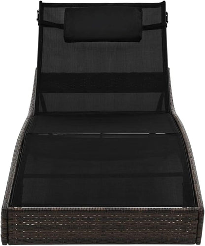 Poly Rattan Outdoor Chaise Lounge Set with Adjustable Backrest 83.9"x27.6" Brown PE Wicker Reclining Patio Sun Lounger for Poolside Garden Balcony Deck
