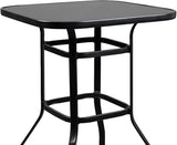 VINGLI 32" Outdoor Patio Bar Height Table, Square Tempered Glass Metal Table for Patio, Backyard - Photo 6