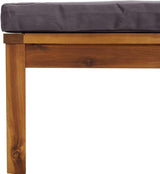 Dark Grey Acacia Wood Outdoor Ottoman 25.6 x 25.6 x 11.4 in Square Patio Footrest Thick Cushioned Weather-Tolerant - Photo 5