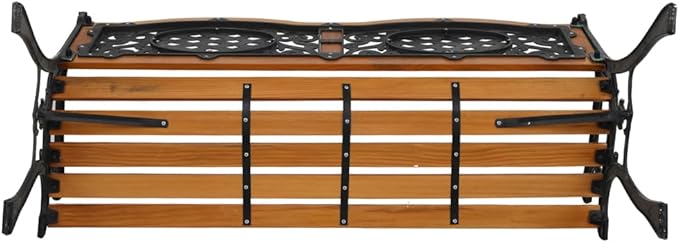 49" Outdoor Garden Bench, Patio Furniture Outdoor Chair with Hardwood Slats and Cast Iron Frame, Weather Proof 2-Person Outdoor Loveseat for Park, Porch, Pool, Backyard