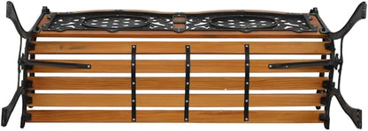 49" Outdoor Garden Bench, Patio Furniture Outdoor Chair with Hardwood Slats and Cast Iron Frame, Weather Proof 2-Person Outdoor Loveseat for Park, Porch, Pool, Backyard