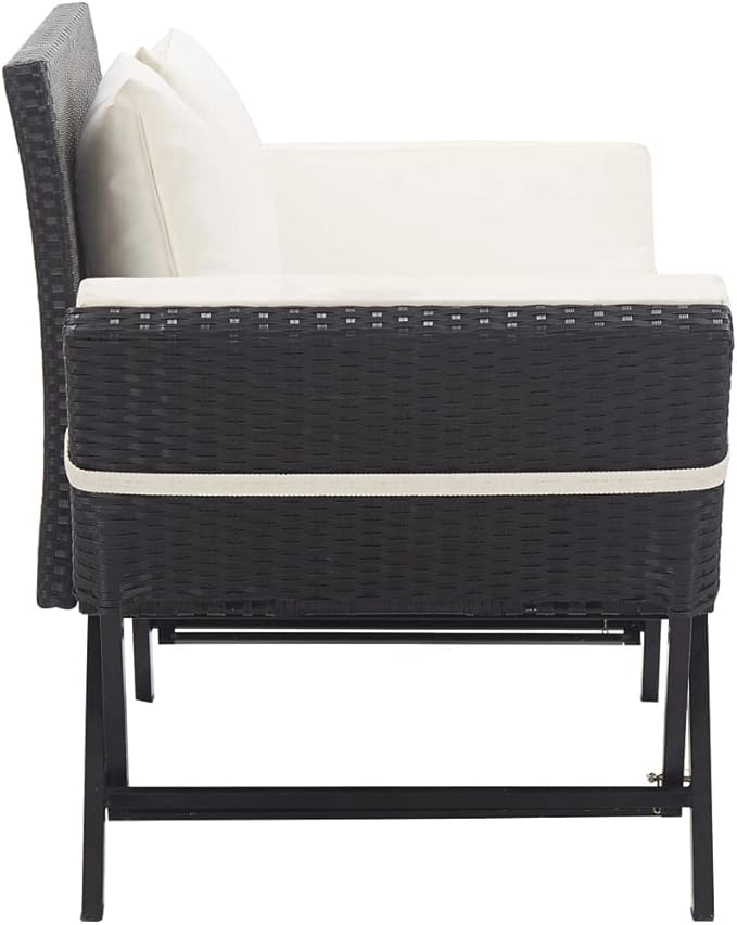 Patio Bench with Cushions, Outdoor Sunbed, Cushion Cover Removable, Garden Bench, Easy to Clean for Patio, Garden, Patio - Photo 4