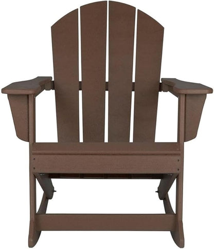Costaelm Outdoor Adirondack Chair, All Weather Resistant Classic Balcony Chair and Fire Pit Chairs, Adirondack Plastic Outdoor Porch Furniture Rocking Chair High Back HDPE Poly Lumber, Dark Brown