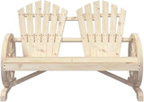 Natural Wood Solid Fir Wood 2-Seater Garden Adirondack Chair for Outdoor Patio - Photo 5