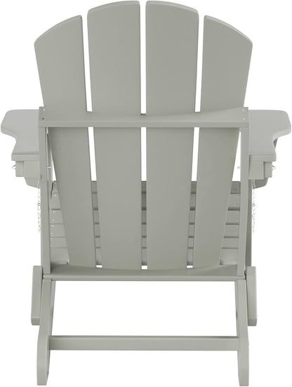 Costaelm Folding Patio Chairs Set of 2, Hdpe Adirondack Chairs Front Porch Furniture Outdoor Seating, All Weather Tanning Chair for Backyard Firepit Garden Lawn, Sand