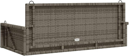 Grey Poly Rattan Swing Bench 46.9 x 22.0 x 22.0 Inches Durable Outdoor Furniture with UV-Resistant Materials and Powder-Coated Steel Frame for Patio Garden Relaxation
