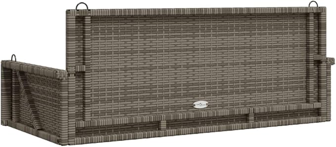Grey Poly Rattan Swing Bench for Outdoor Patio and Garden, Durable Weather-Resistant Construction with UV Protection, Spacious Design for Two Adults, Modern Aesthetic Steel