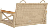 Patio Swing Bench Beige 4-Piece Set with Cushions, Modern Outdoor Woven Rattan Chair for Garden, Balcony, and Patio - Photo 6