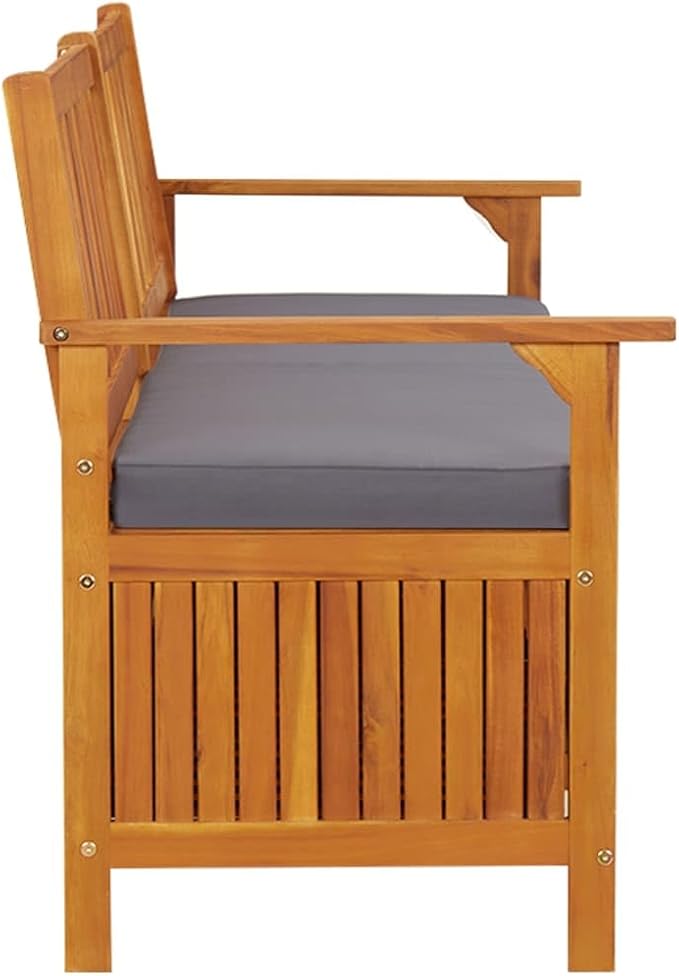 Bench Black Solid Acacia Wood Garden Bench Patio for Outdoor Courtyard 67 in Storage Rectangular