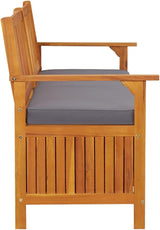 Bench Black Solid Acacia Wood Garden Bench Patio for Outdoor Courtyard 67 in Storage Rectangular - Photo 4