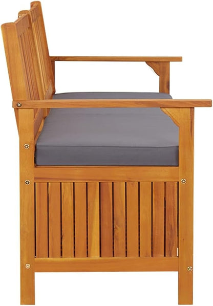 Garden Bench Deck Bench Storage Bench with Cushion 66.9" Solid Wood Acacia