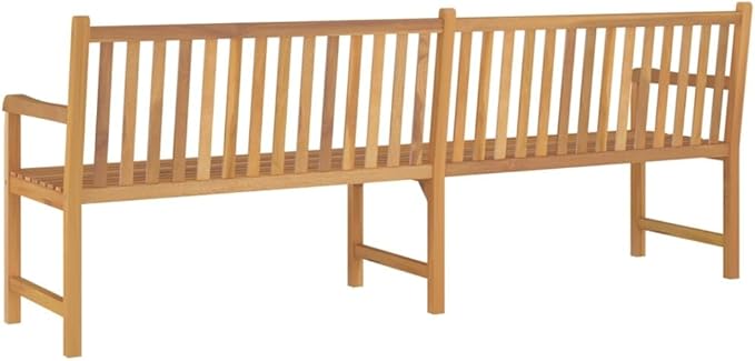 Teak Wood Garden Bench 89.8in Outdoor Seating for Porch Patio, Oiled Brown Rustic Backyard Furniture, 4-Person Dining Bench, Solid Hardwood, Assembly Required, for Garden & Terrace