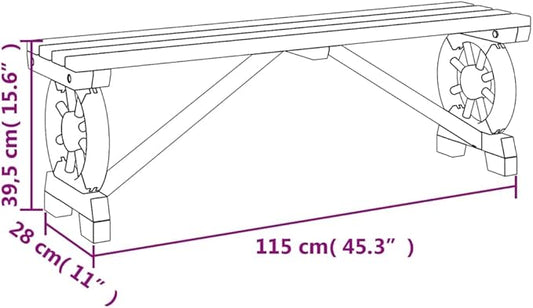 Garden Bench for Patio Outdoor Solid Fir Wood 45.3 in Durable Weather Resistant Rustic Farmhouse Style Seating for Garden Backyard Terrace Decor