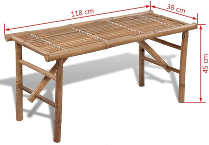 Garden Bench Natural Bamboo Bamboo Medium Foldable Patio Bench Garden Seating for Lawn Courtyard
