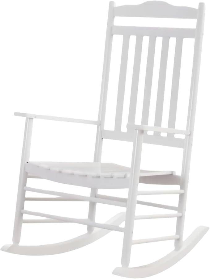 Wooden Adults Porch Rocking Chairs Outside Rocker for Outdoor and Indoor Patio Garden Lounge Living Room Indoor White