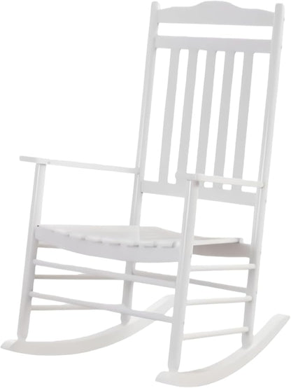 Wooden Adults Porch Rocking Chairs Outside Rocker for Outdoor and Indoor Patio Garden Lounge Living Room Indoor White