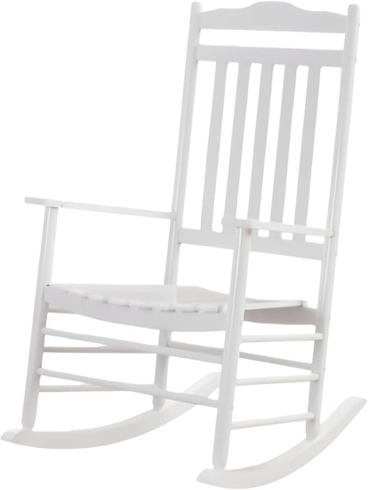 Wooden Adults Porch Rocking Chairs Outside Rocker for Outdoor and Indoor Patio Garden Lounge Living Room Indoor White