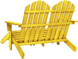 Yellow Solid Fir Wood Adirondack Chair 2-Seater, Weather-Resistant Outdoor Patio Lawn Chair with Detachable Ottomans - Photo 5