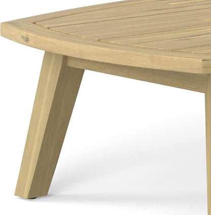 SIMPLIHOME Parkside SOLID ACACIA WOOD 45 inch Wide Rectangle Contemporary Outdoor Coffee Table in Light Teak for the Living Room and Family Room