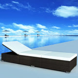 Sunlounger Brown and Cream White Garden Lounge Chair Outdoor Chaise Lounge for Yard Pool - Photo 1