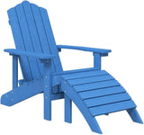 Adirondack Chairs 2 Pcs with Detachable Footstools Aqua Blue HDPE Outdoor Patio Furniture Set for Garden Deck Lounge - Photo 4