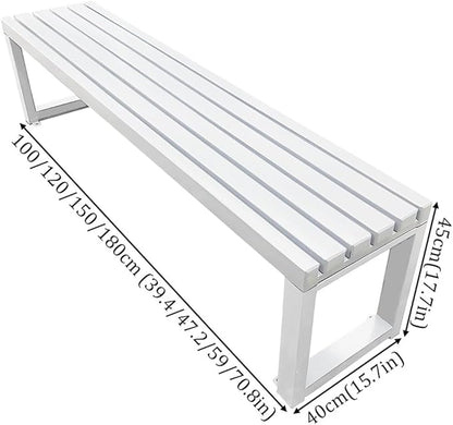 Metal Garden Bench Outdoor Seat 2-Person Patio Benches Park Bench Backless Chair Front Porch Seat 3.3ft 3.9ft 4.9ft 5.9ft Weatherproof Chair for Yard Porch Lawn(Blue,3.93ft)