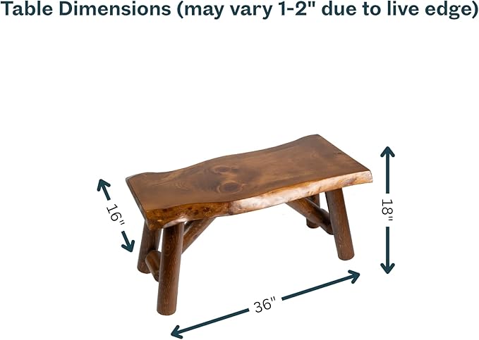 SRL Rustic Logwerks Indoor Bench — Pine & Cedar Wood Bench — Front Porch Decor — Live Edge Small Bench for Entryway, Garden & More — Handcrafted Wooden Bench — Rustic Furniture (36”, Honey Pine)