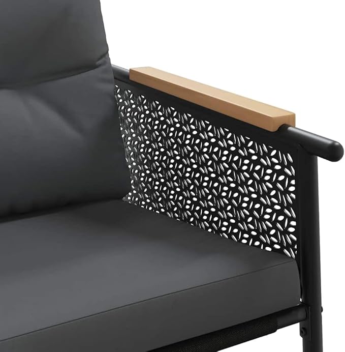 Modern 5-Piece Balcony Furniture Set Black, Outdoor Patio Bistro with Cushions, Powder-Coated Steel Garden Conversation Set for Small Spaces, Balcony, Terrace, Porch