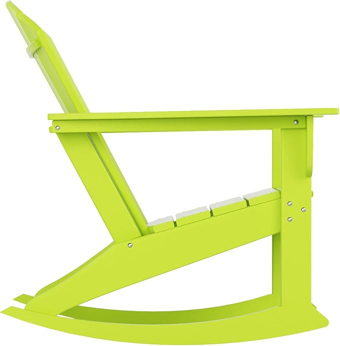 WestinTrends Dylan Outdoor Patio Poly Plastic Adirondack Rocking Chair, Lime