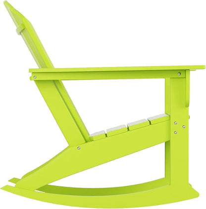 WestinTrends Dylan Outdoor Patio Poly Plastic Adirondack Rocking Chair, Lime