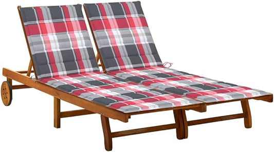 vidaXL Patio Sun Lounger Natural Wood Solid Acacia Wood Double
