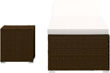 Brown Rattan Sun Lounger with Cream Cushion, Adjustable Armrests and Removable Cover for Outdoor Relaxation - Photo 3