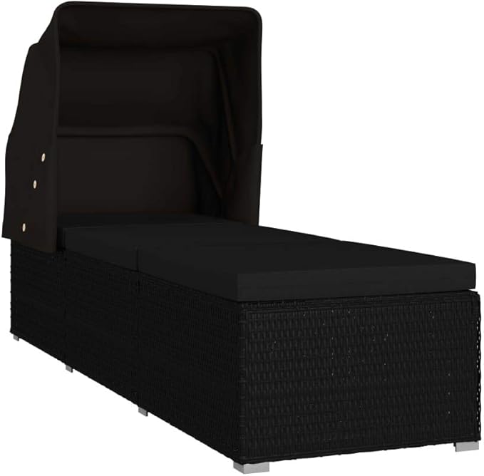 (Fast Shipments) Outdoor Rattan Chaise Lounge Chair Set with Retractable Canopy, All Weather Furniture for Outside, Pool - Photo 5