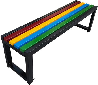 Outdoor Bench with Metal Frame, Backless Garden Bench, Park Bench with Reserved Fixing Holes, Outdoor Benches Weatherproof, Bench for Garden, Porch or Yard(Black,120cm/47.2in)
