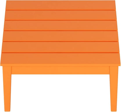 WestinTrends Ashore Outdoor Coffee Table, 32 Inch All Weather Poly Lumber Adirondack Patio Coffee Table Square Low Table, Orange