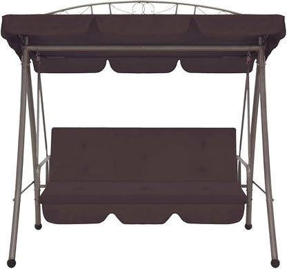 Outdoor Furniture,Accommodating 2 People,with Armrests,Outdoor Swing Bench,Sturdy Metal Frame,for Poolside,Yard,Garden,Deck,Convertible Swing Bench with Canopy Coffee