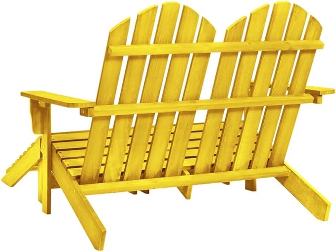 2-Seater Adirondack Chair with Detachable Ottomans, Solid Fir Wood Outdoor Patio Loveseat - Photo 5