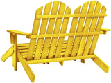 2-Seater Adirondack Chair with Detachable Ottomans, Solid Fir Wood Outdoor Patio Loveseat - Photo 5