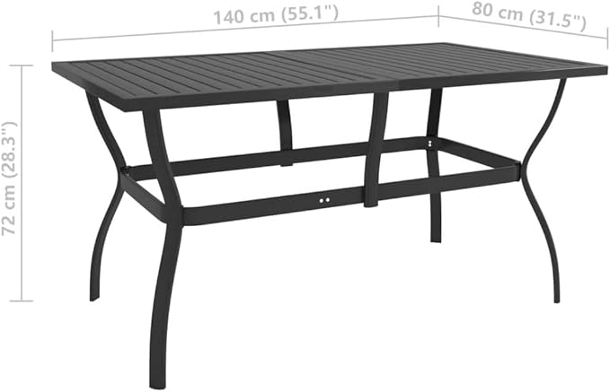Outdoor Small Table Patio Furniture Outside Table Patio Side Tables Patio Table Anthracite 55.1"x31.5"x28.3" Steel