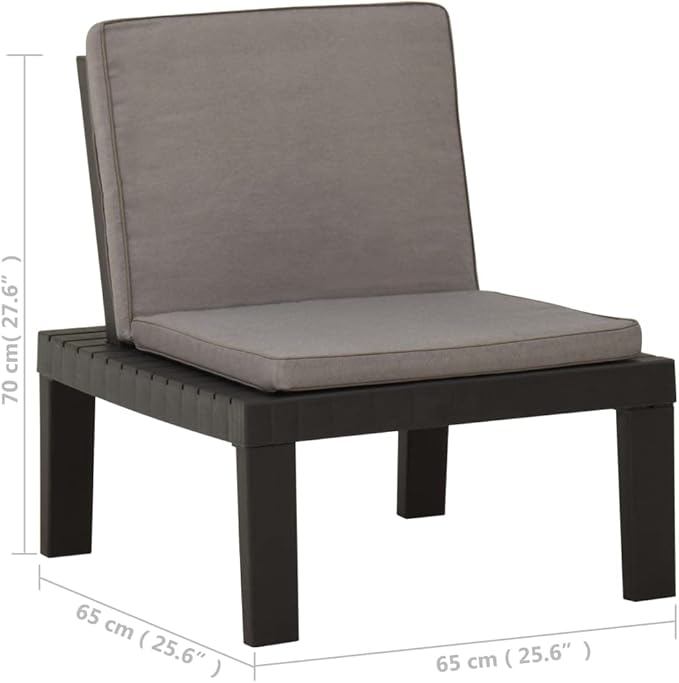 Patio Lounge Chair with Cushion Plastic Gray Front Porch Furniture Outdoor Chair Outdoor Furniture Suitable for lawns, Pools and patios.