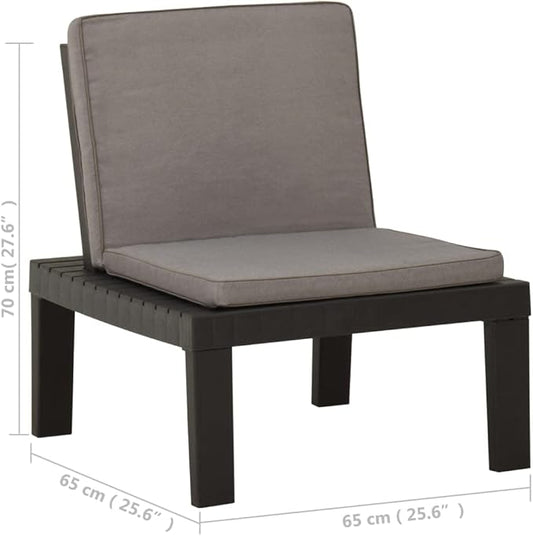 Patio Lounge Chair with Cushion Plastic Gray Front Porch Furniture Outdoor Chair Outdoor Furniture Suitable for lawns, Pools and patios.