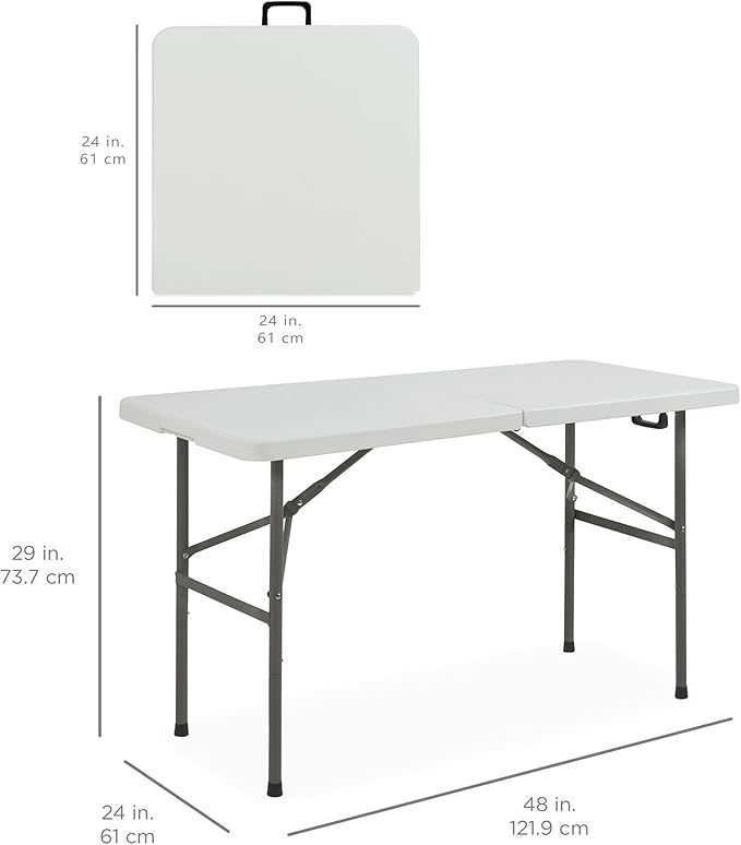 Best Choice Products 4ft Plastic Folding Table, Indoor Outdoor Heavy Duty Portable w/Handle, Lock for Picnic, Party - Photo 2
