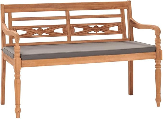 Garden Bench Deck Bench Batavia Bench with Dark Gray Cushion 47.2" Solid Teak Wood
